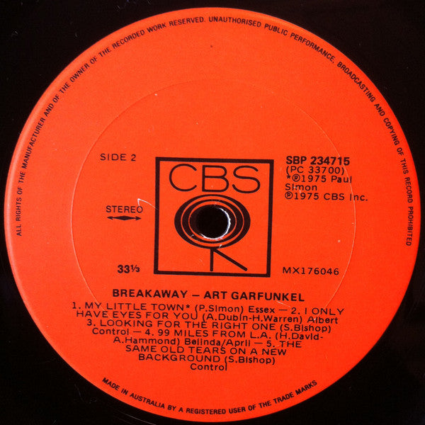 Art Garfunkel – Breakaway LP vinyl record, image 7 of 7