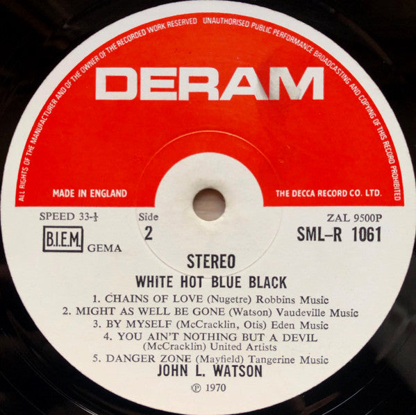 John L. Watson – White Hot Blue Black LP vinyl record, image 4 of 5