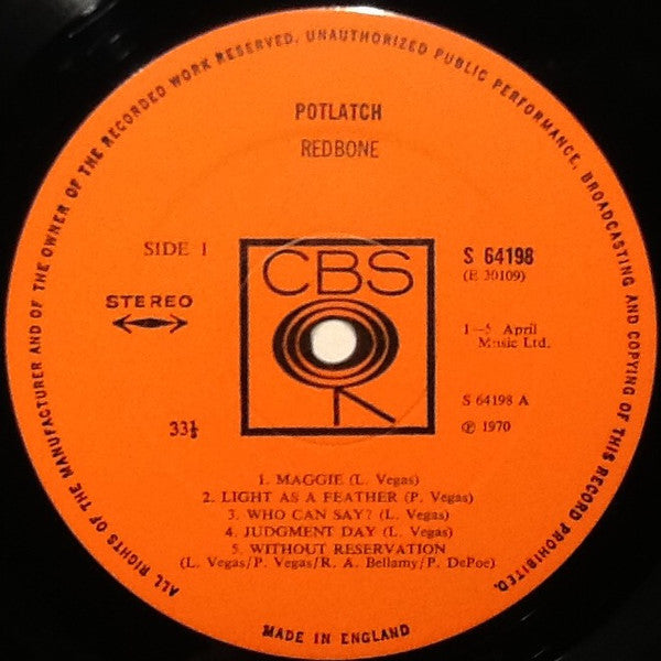 Redbone – Potlatch LP vinyl record, image 3 of 4