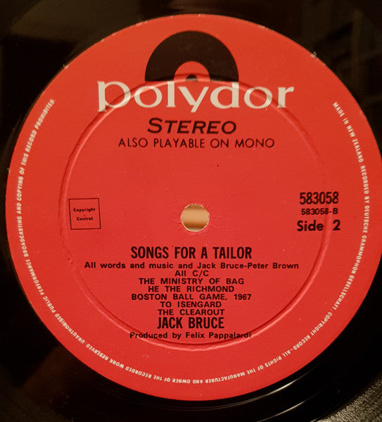 Jack Bruce – Songs For A Tailor LP vinyl record, image 4 of 5