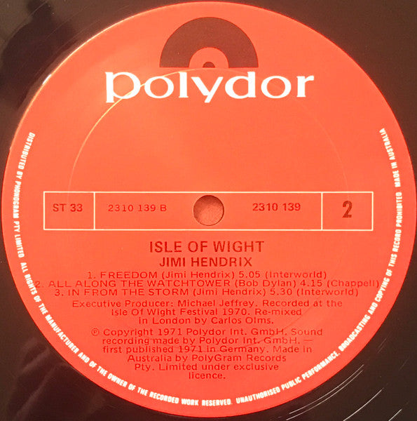 Jimi Hendrix – Isle Of Wight LP vinyl record, image 4 of 4