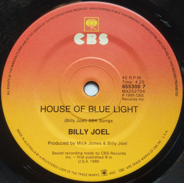 Billy Joel – We Didn't Start The Fire 7" vinyl record, image 4 of 4