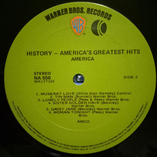 America – History · America's Greatest Hits LP vinyl record, image 3 of 4