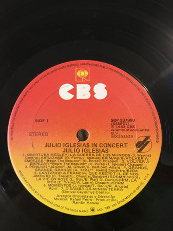 Julio Iglesias – In Concert LP vinyl record, image 3 of 4