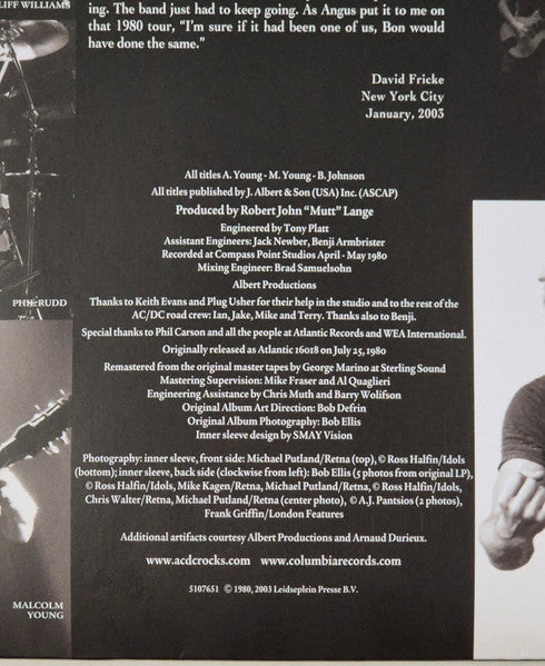 AC/DC – Back In Black LP vinyl record, image 8 of 8