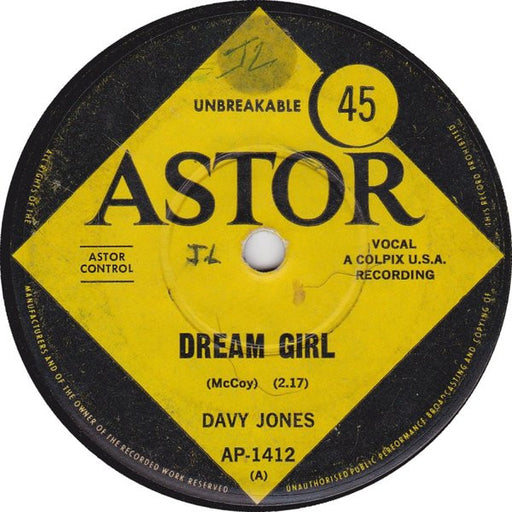 Davy Jones – Dream Girl 7" vinyl record, image 1 of 2