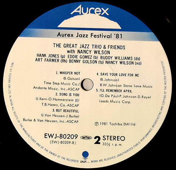 The Great Jazz Trio, Nancy Wilson – Aurex Jazz Festival '81 LP vinyl record, image 6 of 10