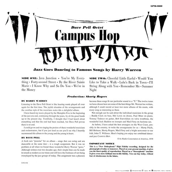 Dave Pell Octet – Jazz Goes Dancing - Campus Hop LP vinyl record, image 2 of 5
