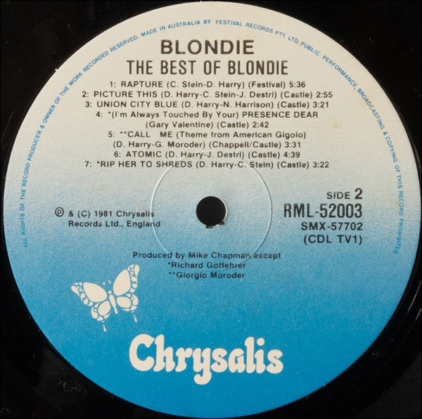 Blondie – The Best Of Blondie LP vinyl record, image 4 of 5