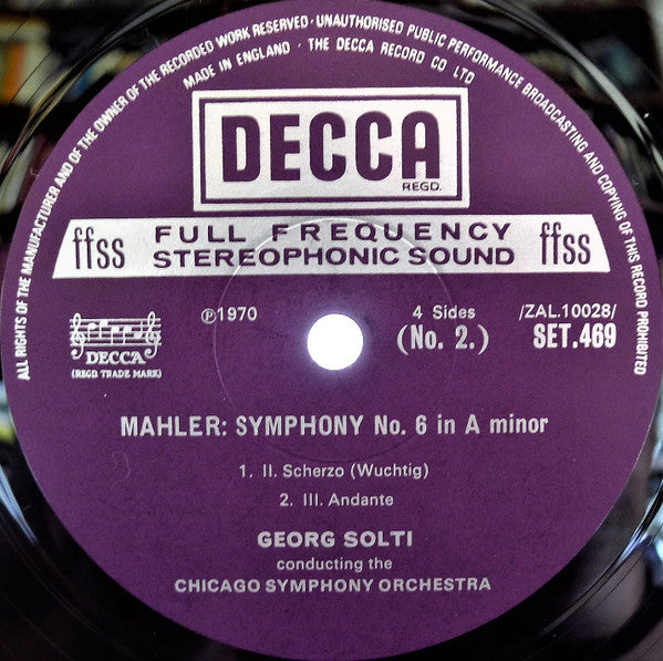 Gustav Mahler, Chicago Symphony Orchestra, Georg Solti, Yvonne Minton – Symphony No. 6 In A Minor / Lieder Eines Fahrenden Gesellen (2xLP) LP vinyl record, image 3 of 10