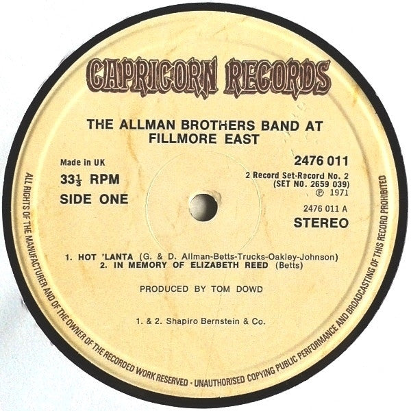 The Allman Brothers Band – The Allman Brothers Band At Fillmore East (2xLP) LP vinyl record, image 7 of 8