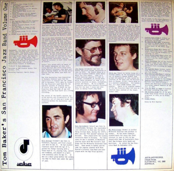 Tom Baker's San Francisco Jazz Band – Volume One LP vinyl record, image 2 of 4