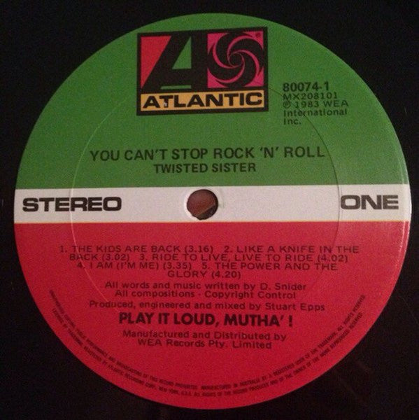 Twisted Sister – You Can't Stop Rock 'N' Roll LP vinyl record, image 5 of 6
