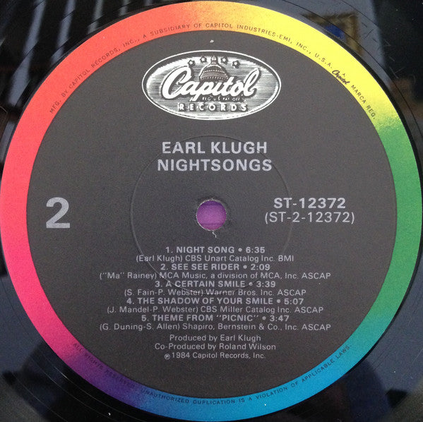 Earl Klugh – Nightsongs LP vinyl record, image 4 of 4