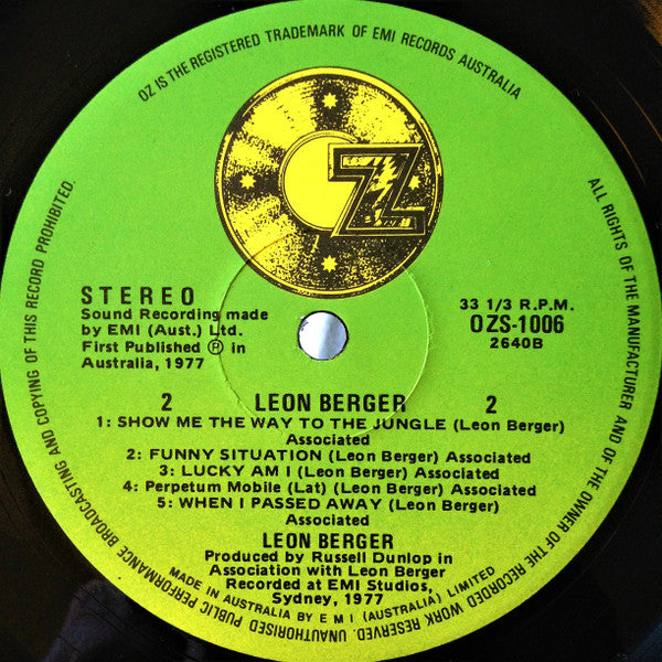 Leon Berger – Leon Berger LP vinyl record, image 4 of 4