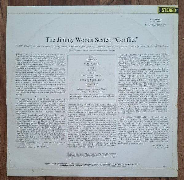 Jimmy Woods Sextet, Elvin Jones – Conflict LP vinyl record, image 2 of 4