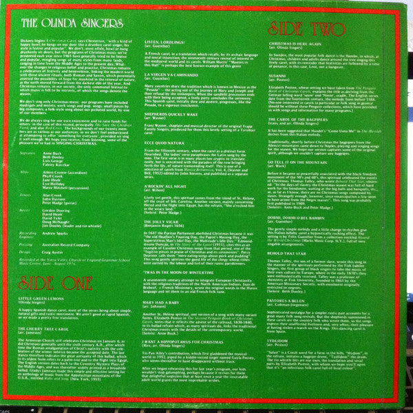 The Olinda Singers – Singing Christmas LP vinyl record, image 2 of 5