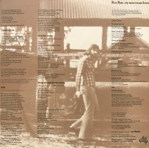 Ross Ryan – ...My Name Means Horse LP vinyl record, image 8 of 8