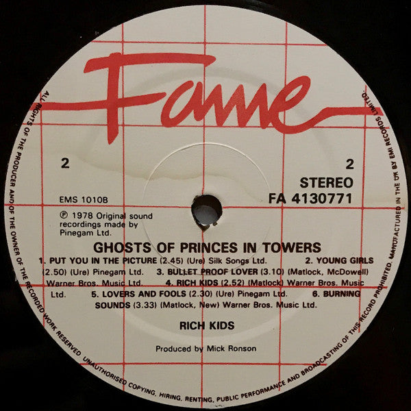 Rich Kids – Ghosts Of Princes In Towers LP vinyl record, image 4 of 6