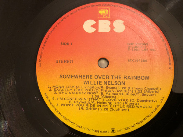 Willie Nelson – Somewhere Over The Rainbow LP vinyl record, image 4 of 5