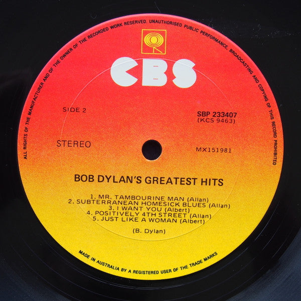 Bob Dylan – Bob Dylan's Greatest Hits LP vinyl record, image 4 of 5