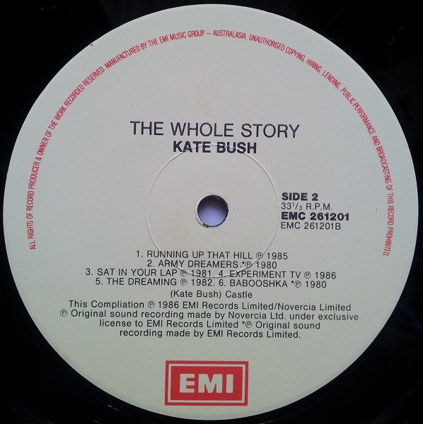 Kate Bush – The Whole Story LP vinyl record, image 6 of 6