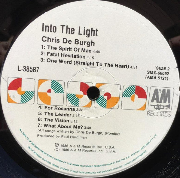 Chris de Burgh – Into The Light LP vinyl record, image 6 of 6