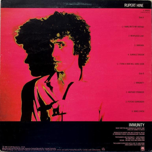 Rupert Hine – Immunity LP vinyl record, image 2 of 6