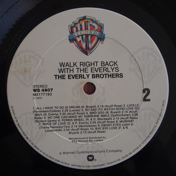 Everly Brothers – Walk Right Back With The Everlys (20 Golden Hits) LP vinyl record, image 3 of 4