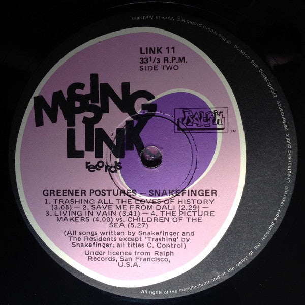Snakefinger – Greener Postures LP vinyl record, image 4 of 4