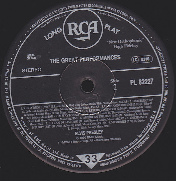 Elvis Presley – The Great Performances LP vinyl record, image 6 of 6