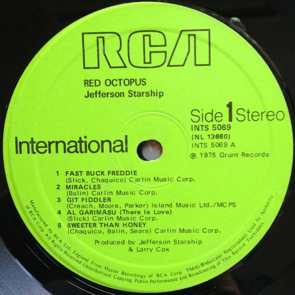 Jefferson Starship – Red Octopus LP vinyl record, image 3 of 4