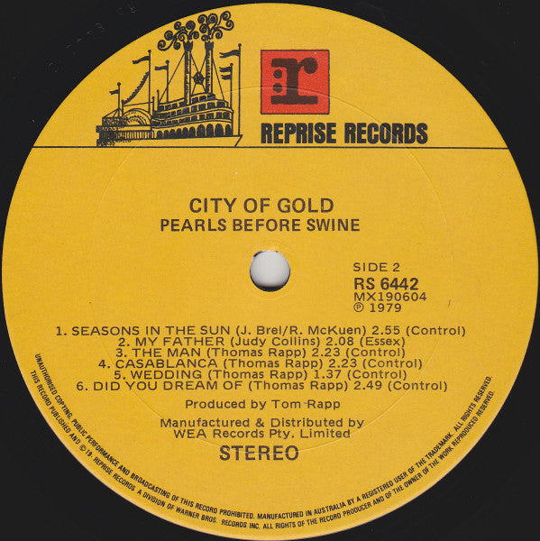 Tom Rapp, Pearls Before Swine – City Of Gold LP vinyl record, image 3 of 4