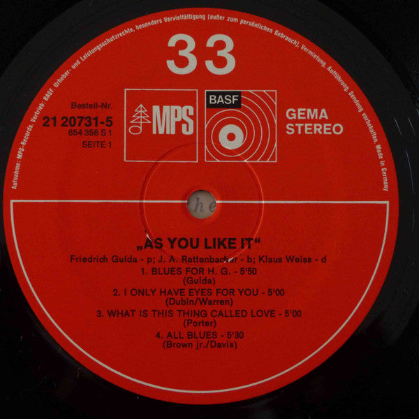 Friedrich Gulda – As You Like It LP vinyl record, image 5 of 6