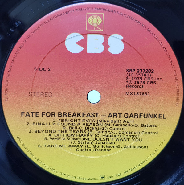 Art Garfunkel – Fate For Breakfast LP vinyl record, image 10 of 10