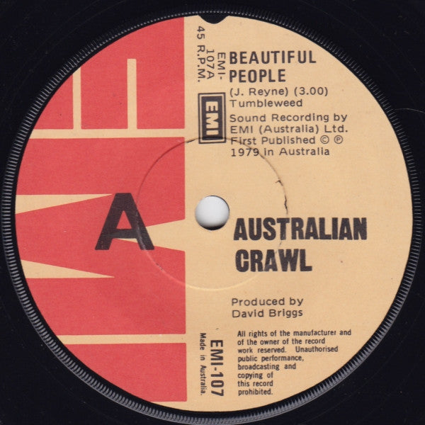 Australian Crawl – Beautiful People 7" vinyl record, image 1 of 4