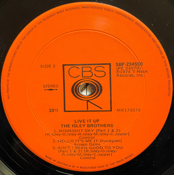 The Isley Brothers – Live It Up LP vinyl record, image 4 of 4