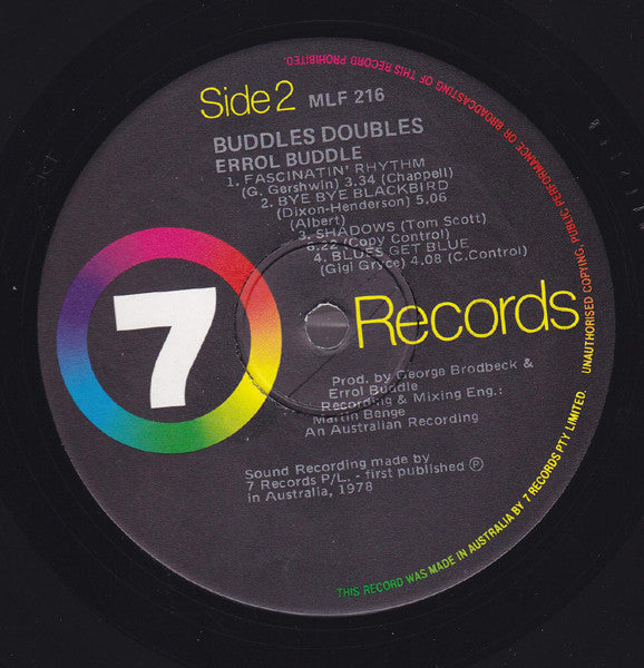 Errol Buddle – Buddles Doubles LP vinyl record, image 4 of 4