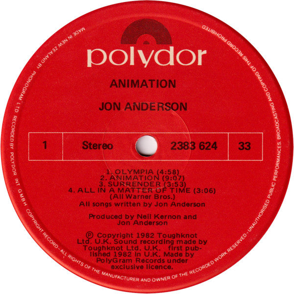 Jon Anderson – Animation LP vinyl record, image 3 of 6
