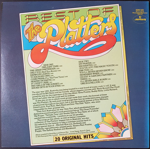 The Platters – Best Of The Platters LP vinyl record, image 2 of 4