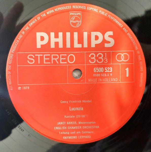 Georg Friedrich Händel, Janet Baker, English Chamber Orchestra, Raymond Leppard – Cantata Lucrezia / Largo: Ombra Mai Fu / Etc. LP vinyl record, image 5 of 6