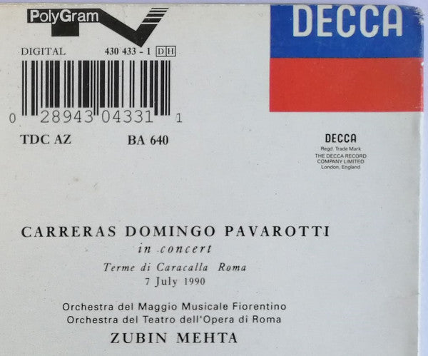 José Carreras, Placido Domingo, Luciano Pavarotti, Zubin Mehta – In Concert LP vinyl record, image 9 of 10