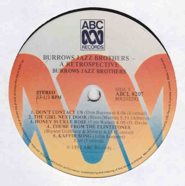 Don Burrows – Burrows' Jazz Brothers - A Retrospective LP vinyl record, image 3 of 4