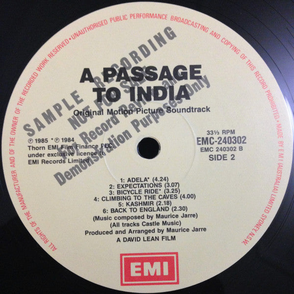 Maurice Jarre – A Passage To India (Original Motion Picture Soundtrack) LP vinyl record, image 4 of 4