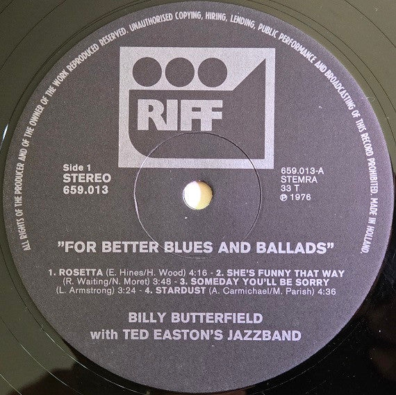 Billy Butterfield – For Better Blues And Ballads LP vinyl record, image 3 of 5
