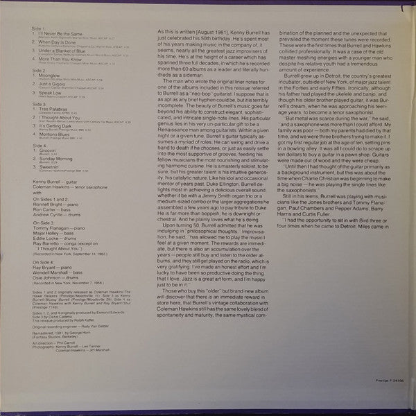 Kenny Burrell, Coleman Hawkins – Moonglow (2xLP) LP vinyl record, image 3 of 8