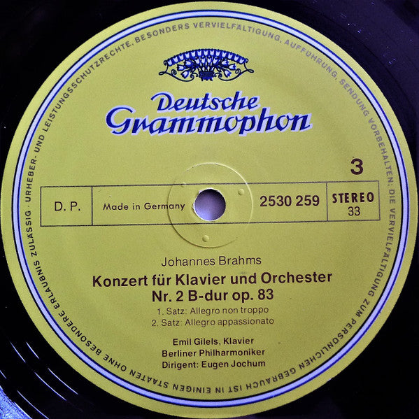 Johannes Brahms, Emil Gilels, Berliner Philharmoniker, Eugen Jochum – Die Klavierkonzerte • The Piano Concertos • Les Concertos Pour Piano (2xLP) LP vinyl record, image 5 of 10