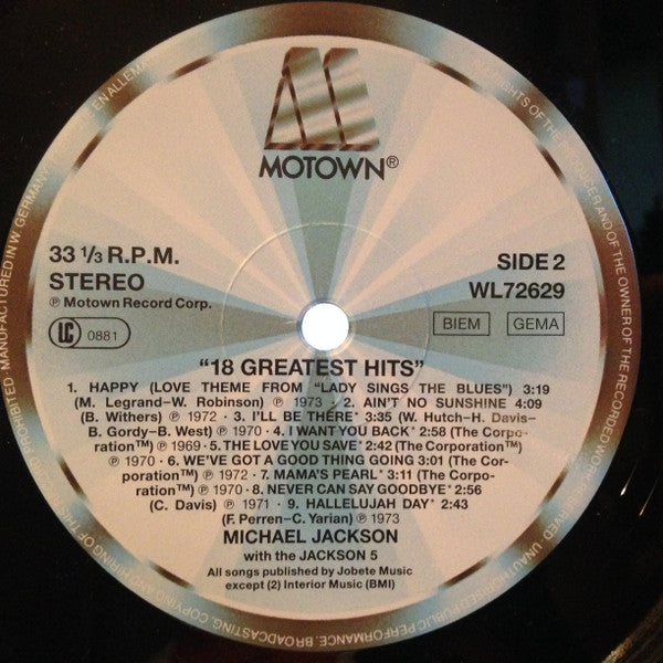 Michael Jackson, The Jackson 5 – 18 Greatest Hits LP vinyl record, image 4 of 4