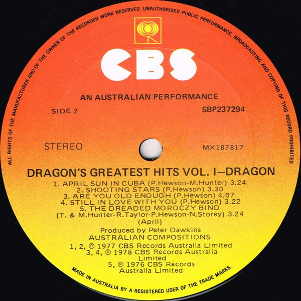 Dragon – Dragon's Greatest Hits Vol. 1 LP vinyl record, image 5 of 7