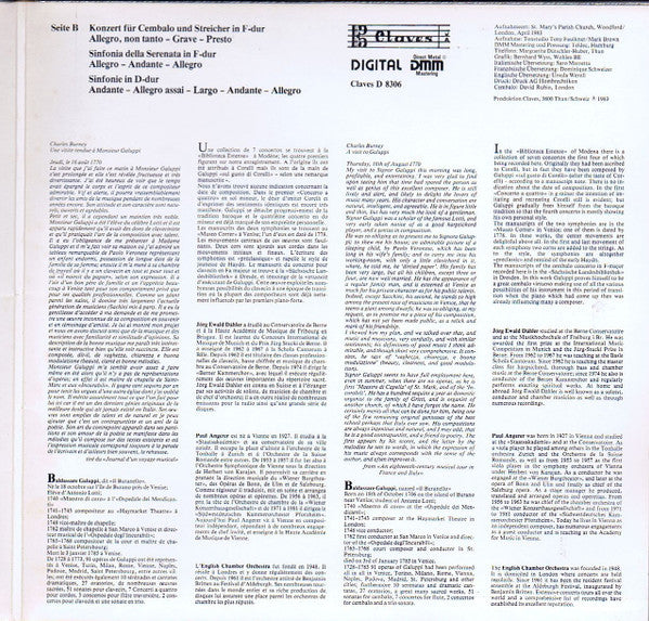 Baldassare Galuppi, English Chamber Orchestra, Jörg Ewald Dähler, Paul Angerer – Concerti E Sinfonie LP vinyl record, image 3 of 6